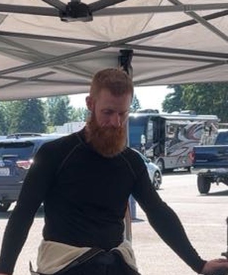 Bill in the paddock under the team tent